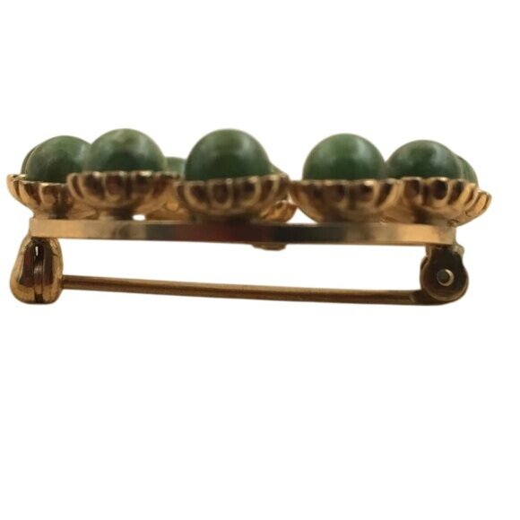 Vintage Curtis Jewelry Mfg. Co. DCE Round Jade Brooch 1-3/8" - Picture 8 of 8